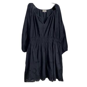NWOT Universal Thread Eyelet Women’s Puff 3/4 Sleeve Eyelet Mini Dress. Black 2X